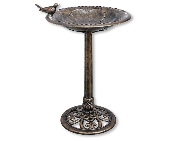 30" Tall Resin Bird Bath with Bird - Backyard Expressions&#174;