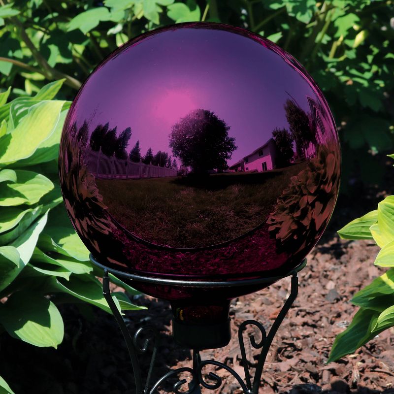 Sunnydaze Indoor/Outdoor Reflective Mirrored Surface Garden Gazing Globe Ball with Stemmed Bottom and Rubber Cap - 10" Diameter, 3 of 14