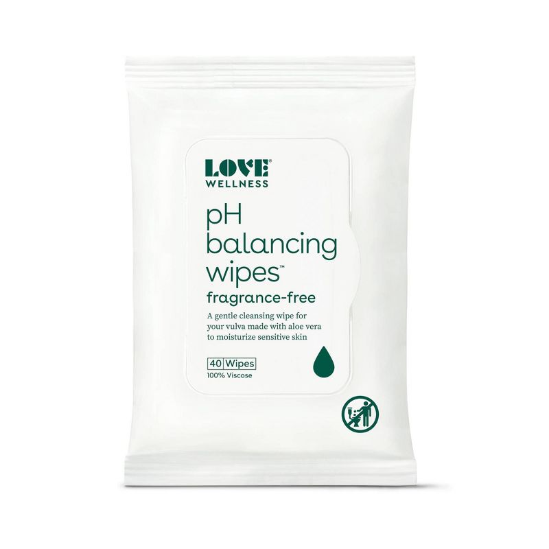 Love Wellness pH Balancing Wipes for Sensitive Intimate Care Unscented - 40ct, 1 of 3