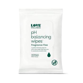 Love Wellness pH Balancing Wipes for Sensitive Intimate Care Unscented - 40ct