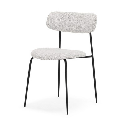 HomeRoots Gray and Black Upholstered Fabric And Metal Open Back Dining Side Chair