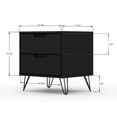 Mid-Century Modern Black Nightstand with Splayed Metal Legs, Set of 2