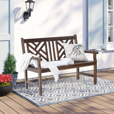 Outdoor Poplar Wood Loveseat Bench - Natural - Captiva Designs: For ...