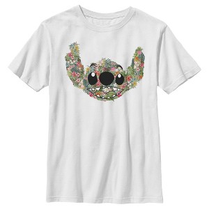 Boy's Lilo & Stitch Tropical Flower Big Face T-Shirt - 1 of 4