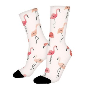 Flamingos Women Printed Crew Socks Funny Funky Socks Soft Polyester Novelty Gifts for Artists Men - 1 of 4