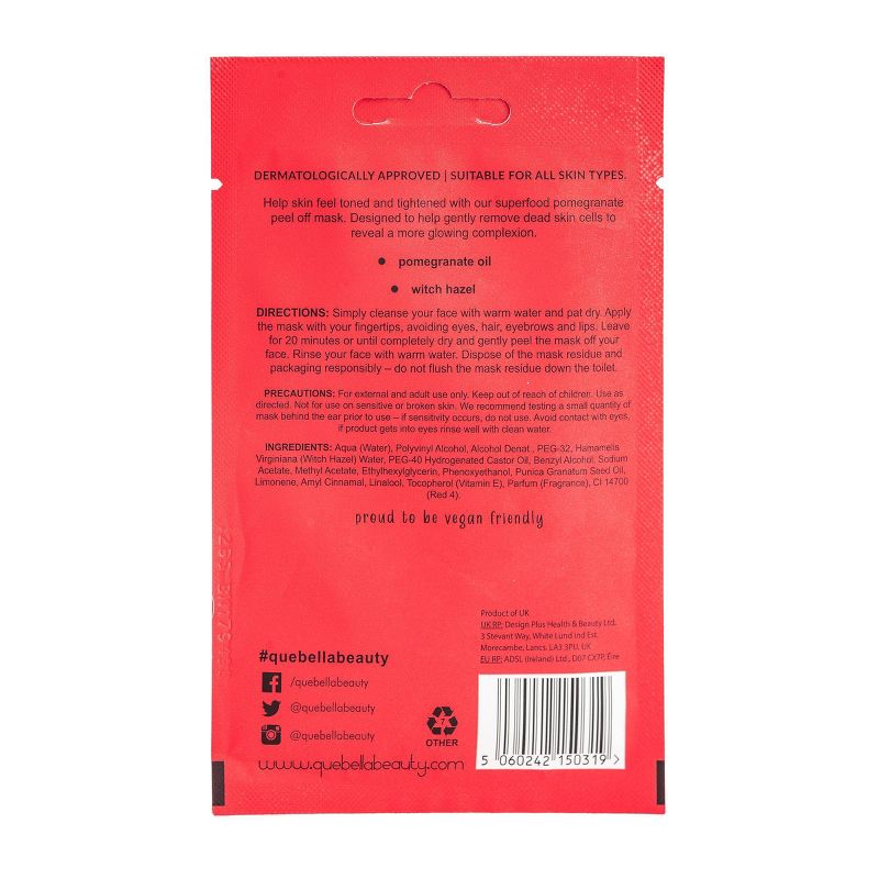 Que Bella Refreshing Pomegranate Peel Off Mask - 0.5oz, 3 of 13