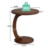 Resenkos Sofa Side End Table, End Table, Couch Table,C-Shaped End Table, Round Solid Wood Side Table for Living Room,Brown - 2 of 4