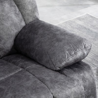 Charcoal Gray Velvet Swivel Recliner Chair with Metal Base