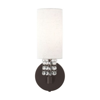 English Bronze Direct Wired Electric Wall Sconce with Crystals