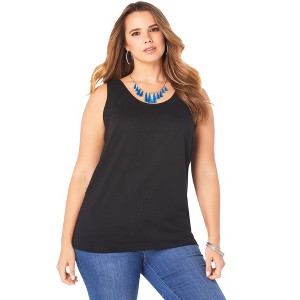 Roaman's Women's Plus Size Scoopneck Tank Top - 1 of 4