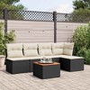 vidaXL 6 Piece Patio Sofa Set with Cushions Black Poly Rattan - Black and Cream - 2 of 4