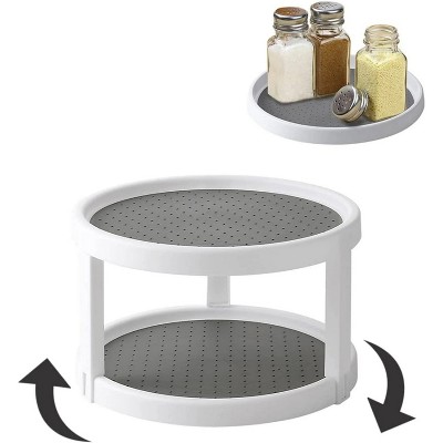 LunaLulinlk Plastic 360 Degree Rotating Non Skid 2-Tier Spice Rack