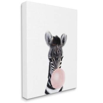 Stupell Industries Baby Zebra with Pink Bubble Gum Safari Animal