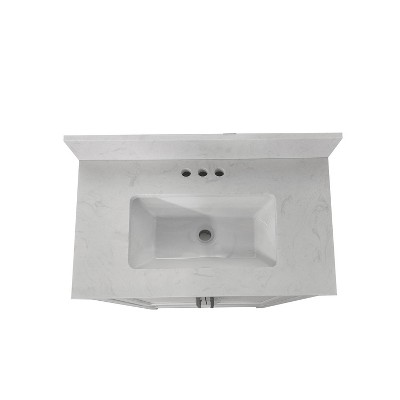 Vivien 36" White Bathroom Vanity with Carrara Marble Countertop