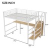 PAGED Full Size Loft Bed with Desk Modern Metal Bed Frame with Wardrobe, Guardrail and Storage Stairs for Bedroom - 3 of 4