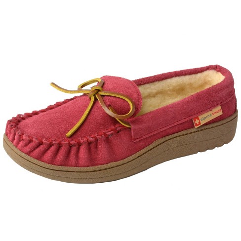 Alpine swiss yukon mens suede shearling deals moccasin slippers moc toe slip on shoes