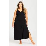 Women's Plus Size  Lace Trim Maxi Sleep Dress - black | AVENUE