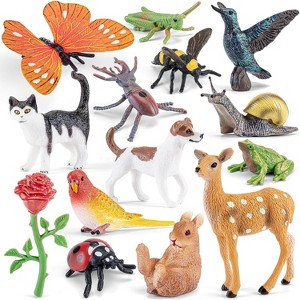 12-Piece Rainforest Animal Figurines Set with Trees, Realistic Jungle Toys for Diorama Projects and Party Favors - 1 of 4