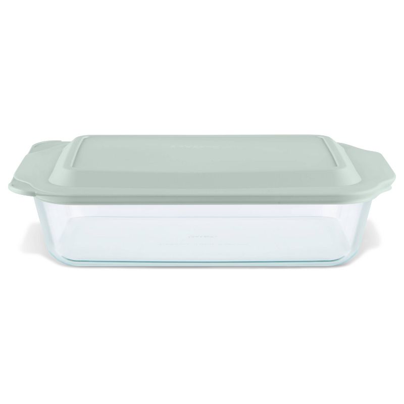Pyrex 9&#34;x13&#34; Glass Deep Casserole Dish with Lid Sage Green, 1 of 6