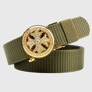 Anna-Kaci Women's Nylon Belt with Rhinestone - Embellished Gold Buckle - 1 of 3
