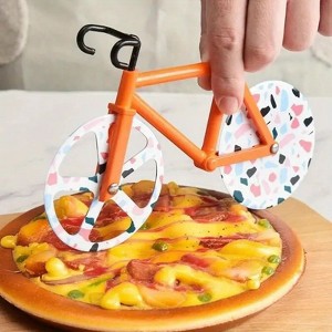 Angel Sar Bicycle-Shaped Pizza Cutter, Stainless Steel Fun Cookie & Dough Cutter for Kids Adults, Creative Kitchen Tool for Pizza, Cookies, Multicolor - 1 of 4