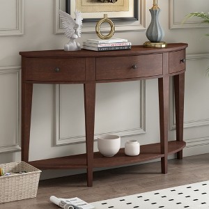 Whisen Modern Curved Console Table Sofa Table with 3 drawers and 1 Shelf for Hallway, Entryway, Living Room - 1 of 4