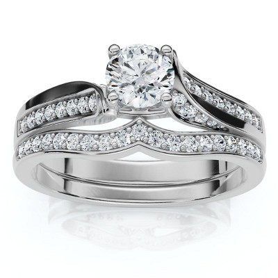 Pompeii3 1Ct Engagement Wedding Ring Set 14k Gold or Platinum Lab Created