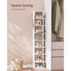 9-Tier Vertical Shoe Rack, Narrow Shoe Storage Organiser with Hooks, Slim Corner Shoe Tower Rack, for Entryway, Bedroom, White - 2 of 4