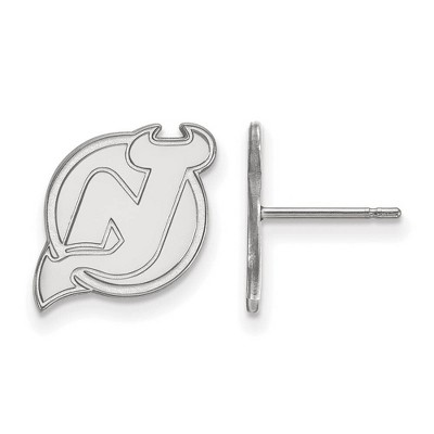 Black Bow Jewelry 14k White Gold New Jersey Devils NHL Stud Earrings