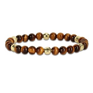 EVERLY JEWELRY | Yellow Plated Sterling Silver 19 1/5 CT TGW Tiger eye Bracelet, 8.5 inch - 1 of 4