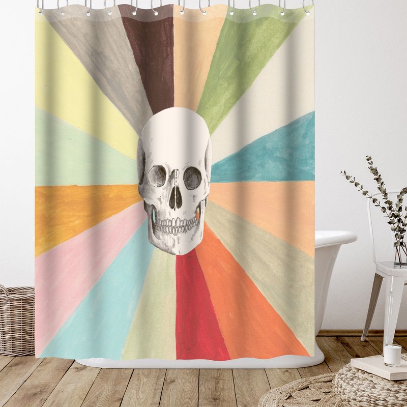 Americanflat 71" x 74" Shower Curtain, Skull Is Cool by Florent Bodart, 5 of 9