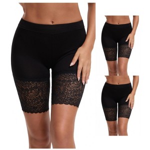 INSPIRE CHIC 3 Packs Women's Wide Lace Trim Slip Shorts Lightweight Comfort Thigh Slimmers - 1 of 4