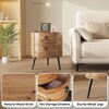 Homhougo Round Side Table with Drawers Modern Night Stand with Storage Wooden Accent End Table Circle Bedside Table with Metal Legs Natural - 4 of 4