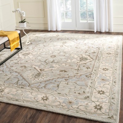 Hand-Tufted Gray and Beige Wool Rectangular Area Rug, 5' x 8'