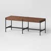 Woven Faux Leather with Metal Base Bench Brown - Threshold™: Upholstered Rectangular Ottoman, Indoor Seating - 2 of 4