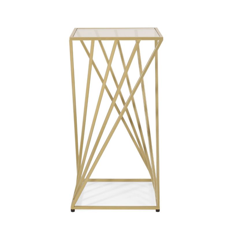 Wadleigh Modern Glam Glass Top End Table Champagne Gold - Christopher Knight Home, 6 of 10