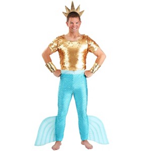 HalloweenCostumes.com Disney The Little Mermaid King Triton Costume for Adults,  Poseidon Merman Suit Cosplay or Atlantis Sea God Dress-Up - 1 of 4