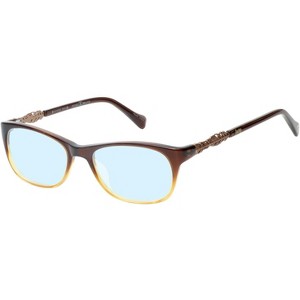 Lucky Brand Palm Blue Light Block Designer Eyeglasses Square Brown Crystal Fade +1.50 Custom Lens Non-Refundable - 1 of 1