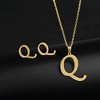 Initial Letter Pendant Necklace Earrings Set for Women Gold Plated Stainless Steel by Ginger Lyne - 2 of 4
