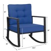 Costway 2PCS Patio Rattan Rocker Chair Outdoor Glider Rocking Chair Cushion Turquoise\Red - 3 of 4