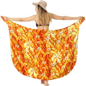 HAPPY BAY Women's Long Vacation Beachwear Swim Suit Pareo Bathingsuit Sarong Wraps One Size Orange, Tie Dye Design - 1 of 4