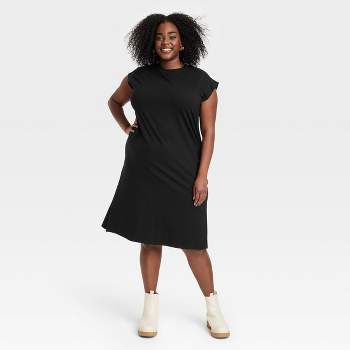 Women's Midi Slip Dress - A New Day™ Black 2X