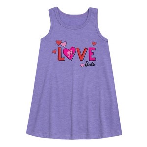 - Barbie - Patterned Love Graphic Sleeveless Aline Dress - 1 of 3