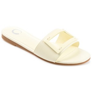 Journee Collection Womens Clair Tru Comfort Foam Slide Low Block Heel Sandals White 7.5 - 1 of 4