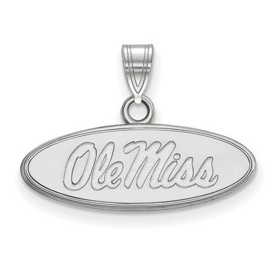 Black Bow Jewelry 14k White Gold Mississippi Rebels NCAA Small Pendant