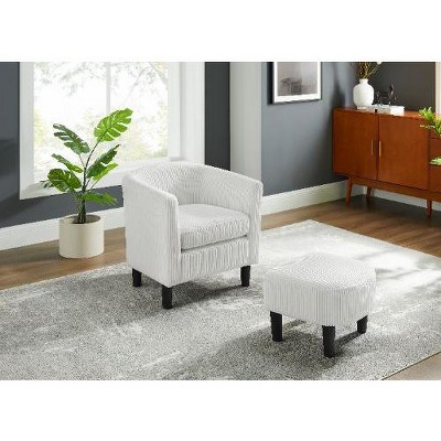 CAVINAS Modern Accent Chair with Ottoman, Upholstered Arm Chair, Corduroy Single Sofa Chair with Foot Rest, Comfy Armchair for Living Room Bedroom