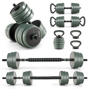 Gymax Adjustable Dumbbell Set 4-in-1 Weight Set w/ Dumbbells Barbells Kettlebells Push up Stands 85.6 LBS Multi Weight Dumbbells with Connector - 1 of 4