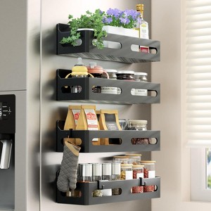 4 Pack Magnetic Spice Rack for Refrigerator, Spice Rack Organizer, for Kitchen and Oven Organization - 1 of 4