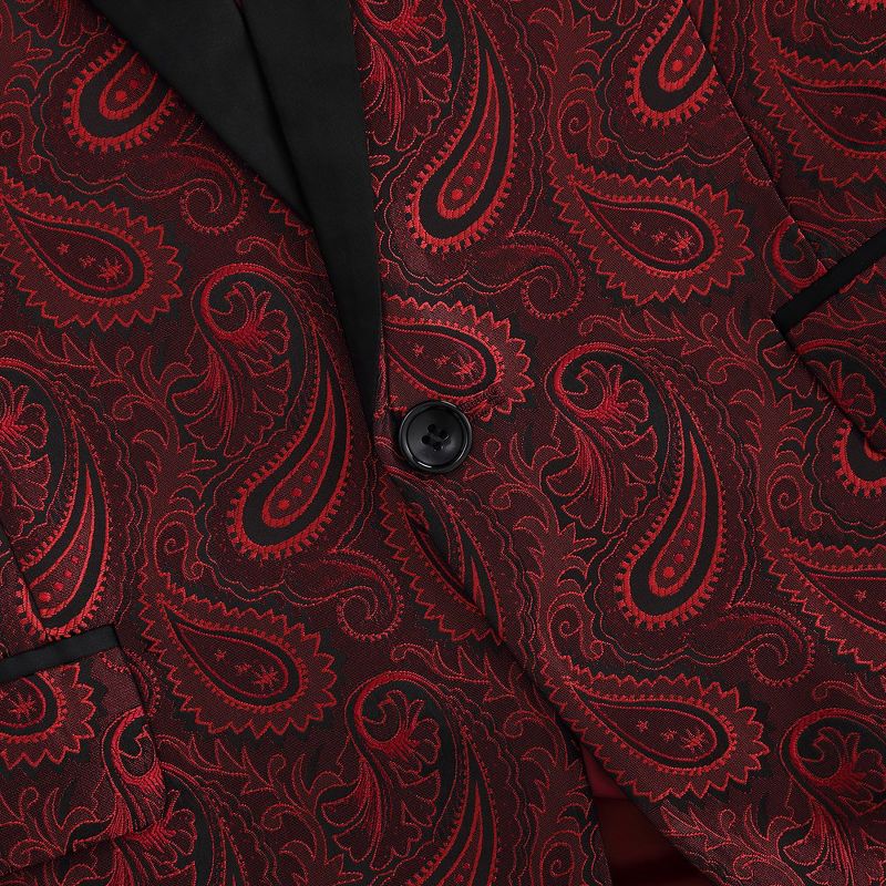 Men's Paisley Tuxedo Jacket Shawl Lapel One Button Suit Jacket Floral Blazer for Wedding Dinner Party Prom, 5 of 9