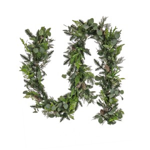 National Tree Company 9' Pre-Lit Winter Garden Artificial Garland with Pinecones and Fern Fronds - 1 of 4